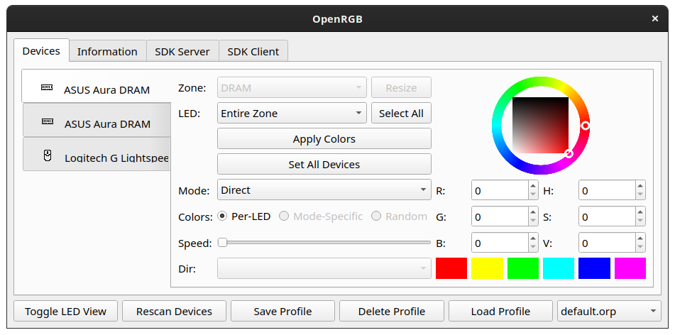 OpenRGB Screenshot